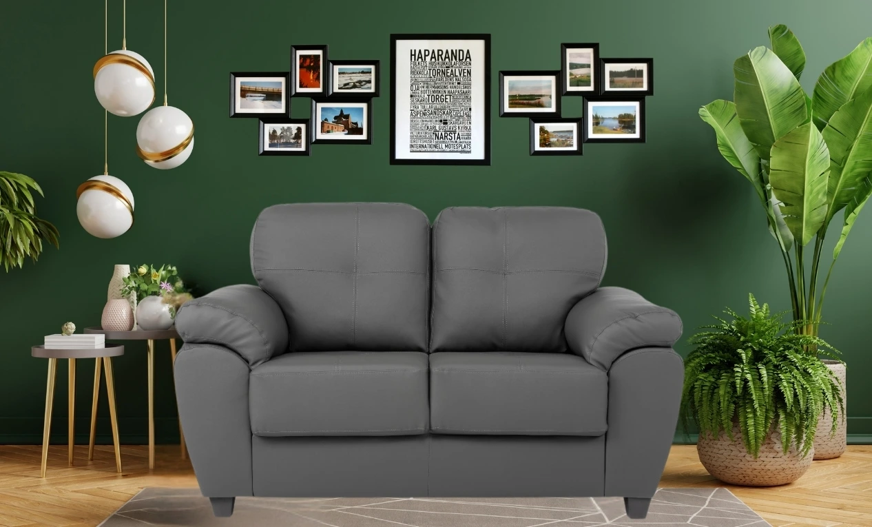 Capri 2 Seater Grey Leather Sofa 